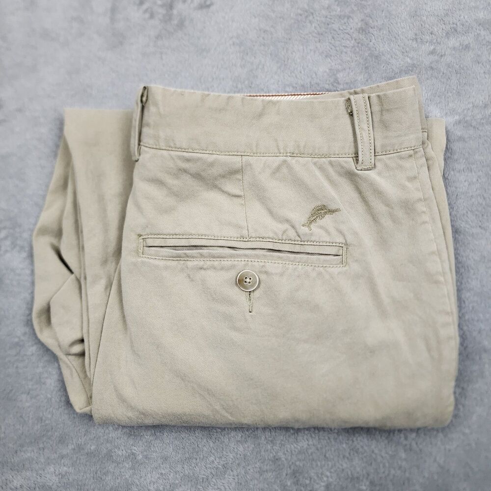 Tommy Bahama Men's Pants 34x30 Beige Straight Leg Lightweight Casual Trousers